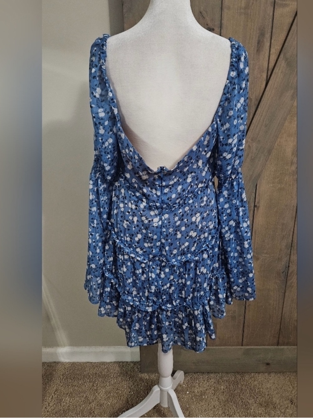 MAJORELLE Blue Floral Mini Dress with Tie Front - Picture 7 of 7
